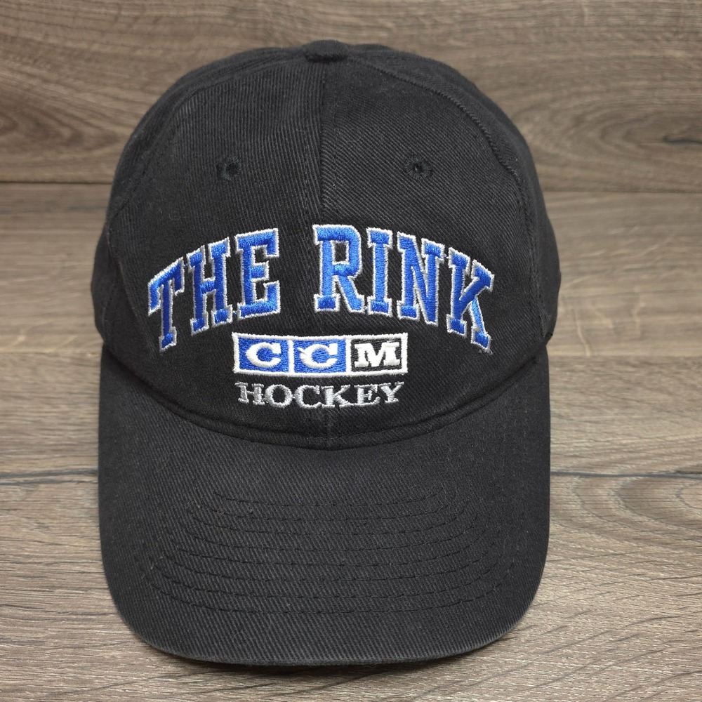 CCM Hockey The Rink Hat Cap Snap Back One Size Mens Black Blue NHL Ice Skating